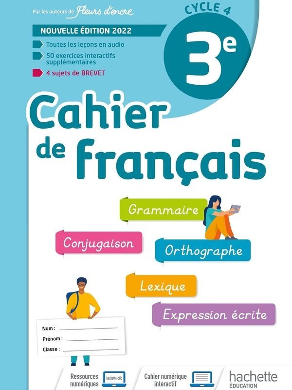 Fleurs d'encre cahier de français 3e cahier d'activités 2022 - Librairie Rabat